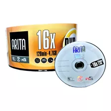 50 Dvd-r Arita Logo Branco 4.7 Gb 120 Minutos 16x Original