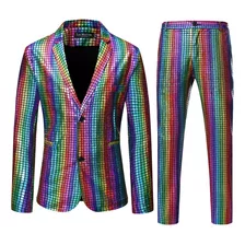 Ternos Masculinos De Lantejoulas Metálicas Disco Shiny Sets,