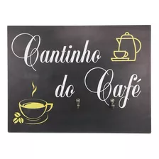 Quadro Decorativo Cantinho Do Café 30x40cm Com Dois Ganchos Cor Preto