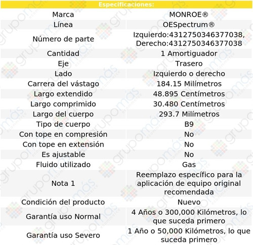 1 Amortiguador Tra Der O Izq Oespectrum Toyota Tercel 95-99 Foto 3