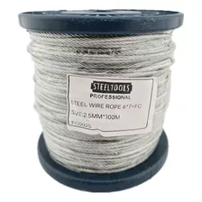 Piola Cable De Acero 2.5 Mm Rollo 100 Metros Galvanizado