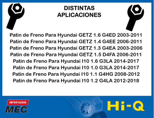 Patin De Freno Para Hyundai Getz 1.6 G4ed 2003-2011 Foto 2