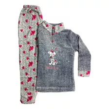 Pijama Niña Corazones T8 Gris