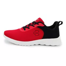 Tenis Walking Light Sport Charly Caballero Negro Rojo 22-29