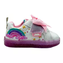 Tenis Bubble Gummers Maddi Blanco Moño Niña Arcoiris