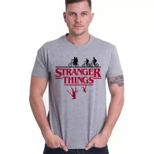 Camisa Camiseta Stranger Things Masculina Cinza Moda Geek