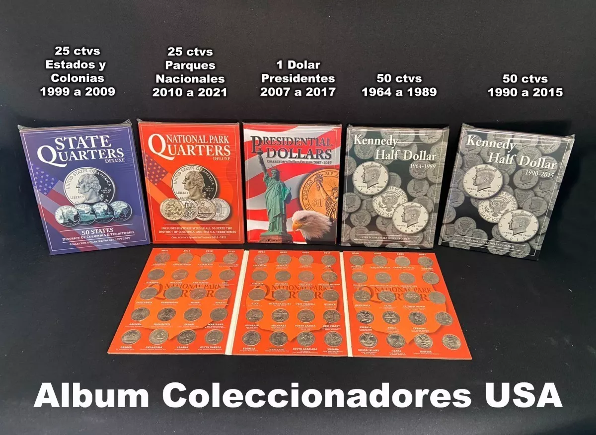 Álbum Para Coleccionar Monedas Estados Parques Presidentes