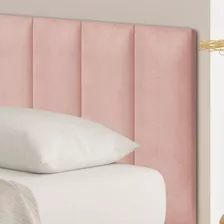 Cabeceira Cama Queen Veludo Quarto Decoração Kit Com 8 Peças Cor Rosa