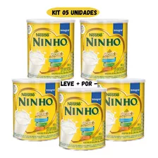 5 De Latas Leite Em Pó Integral Ninho Fort+ Nestlé 380g Kit