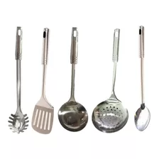 Juego X 5 Utensillos Cocina Acero Cucharones Espatula Bifera