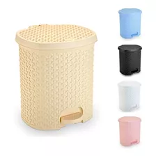 Lixeira Rattan Com Pedal Para Banheiro 6 Litros 