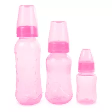 Kit Com 3 Mamadeiras 60/150/240ml Rosa - New Baby