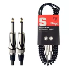 Cable Plug Stagg Enrulado 3m Guitarra Bajo