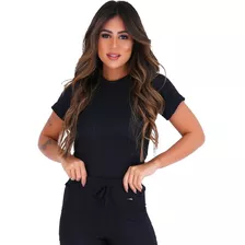 Blusa Feminina Casual Ribana Canelada Curinga Moda Feminina