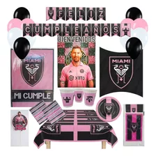 Combo Kit Cumple Inter Miami Messi Para 10 Personas Cotillon