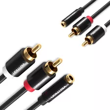 Cable Flexible Pvc 1m 3.5mm Trs Hembra 2 Rca Chapado Oro