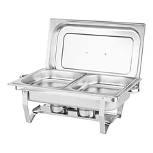 Rechaud Retangular Duplo Inox 2 Cubas 1/2 9,5 L Buffets Az135