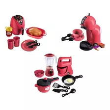 Kit Air Fryer +litlle Cozinha +cafeteira Chef Kids Brinquedo