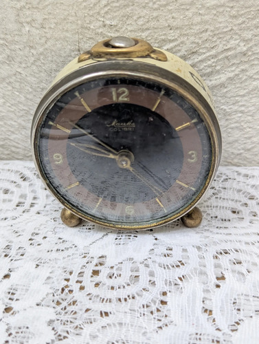 Reloj Despertador Antiguo Mauthe Colibri Aleman Mecanico Blanco