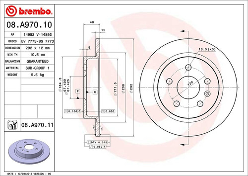 Discos Brembo Chevrolet Malibu Eg3 2.4 2013 A 2019 T Par Foto 2