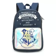 Mochila Escolar Harry Potter Bruxo Holográfica Costas Tam G Cor Azul Desenho Do Tecido Harry Poter Filme