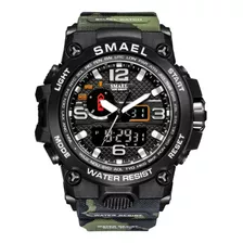 Relogio Masculino Smael Verde Camuflado Militar Digital