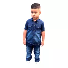 Roupa Infantil Conjunto Blusa Camisa Jeans E Calça Menino