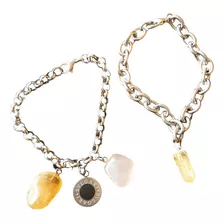 2 Pulsera Acero Quirúrgico Con Piedras 