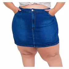Shorts Saia Jeans Feminino Plus Size Nadjamara Cintura Alta