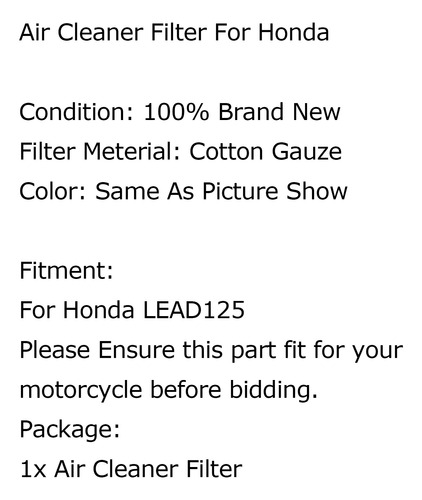 Elemento Limpiador De Filtro De Aire Para Honda Lead125 Foto 5