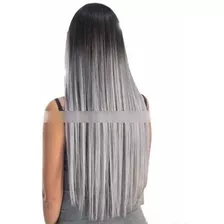 Extensiones De Cabello 5 Clip Liso Gris Plata Largo 60 Cm