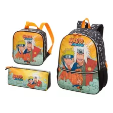 Kit Mochila Costas Naruto Jiraya Lancheira Estojo 2024