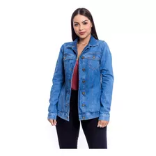 Jaqueta Jeans Feminina Maxi Sem Lycra Sobre Tudo Casaco 3988