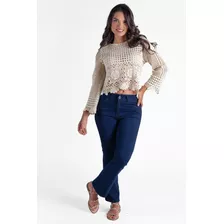 Blusa Corchete Tejida Beige Dama Mundo Terra