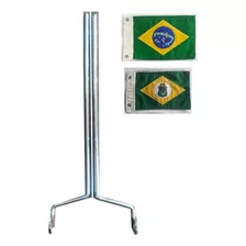 Par Haste Bandeira P Moto Custom + 2 Bandeira Brasil / Ceara