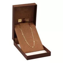 Corrente De Ouro 18k 750 Piastrine 60cm Diamantada Masculina Cor Dourado