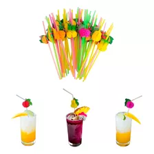 Canudos Decorados Frutas Para Drinks 50 Unidades Sortidos