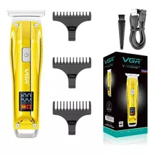 Máquininha De Cortar Cabelo Vgr Profissional Recarregável Cor Dourado 110v/220v