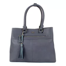 Satchel Con Colgante De Flecos Cloe Mujer Color Azul Diseño De La Tela