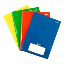 Kit 4 Cadernos De Brochura Colorido Capa Dura 96fls Pequeno