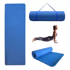 Tapete 10mm Portátil Yoga Pilates Fitness Ejercicio Tpe Color Azul