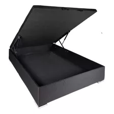 Cama Box 2 Plazas Baúl Sommier Base Guarda Ropa Compramas Color Negro