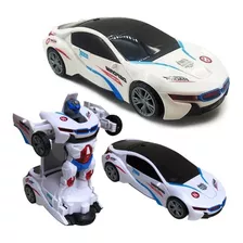 Carrinho Camaro Transformers Vira Robô Luz Som Bate Volta F Cor Bmw Branco