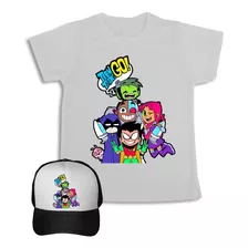 Jóvenes Titanes Camiseta + Gorra Combo Para Niños