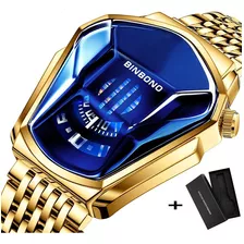 Cool Locomotora Hombres Relojes Cuarzo Oro Reloj De Pulsera