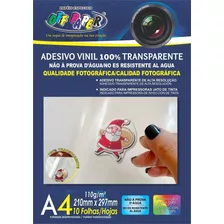 Vinil Adesivo Transparente | A4 | 10 Folhas | Jato De Tinta