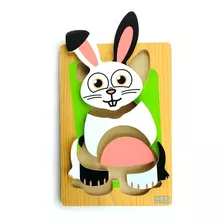 Rompecabezas Conejo 5 Piezas De Madera Juego Pipikuku