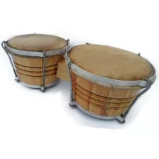 Bongo Profesional Madera De Cedro Y Pino Natural Percusión