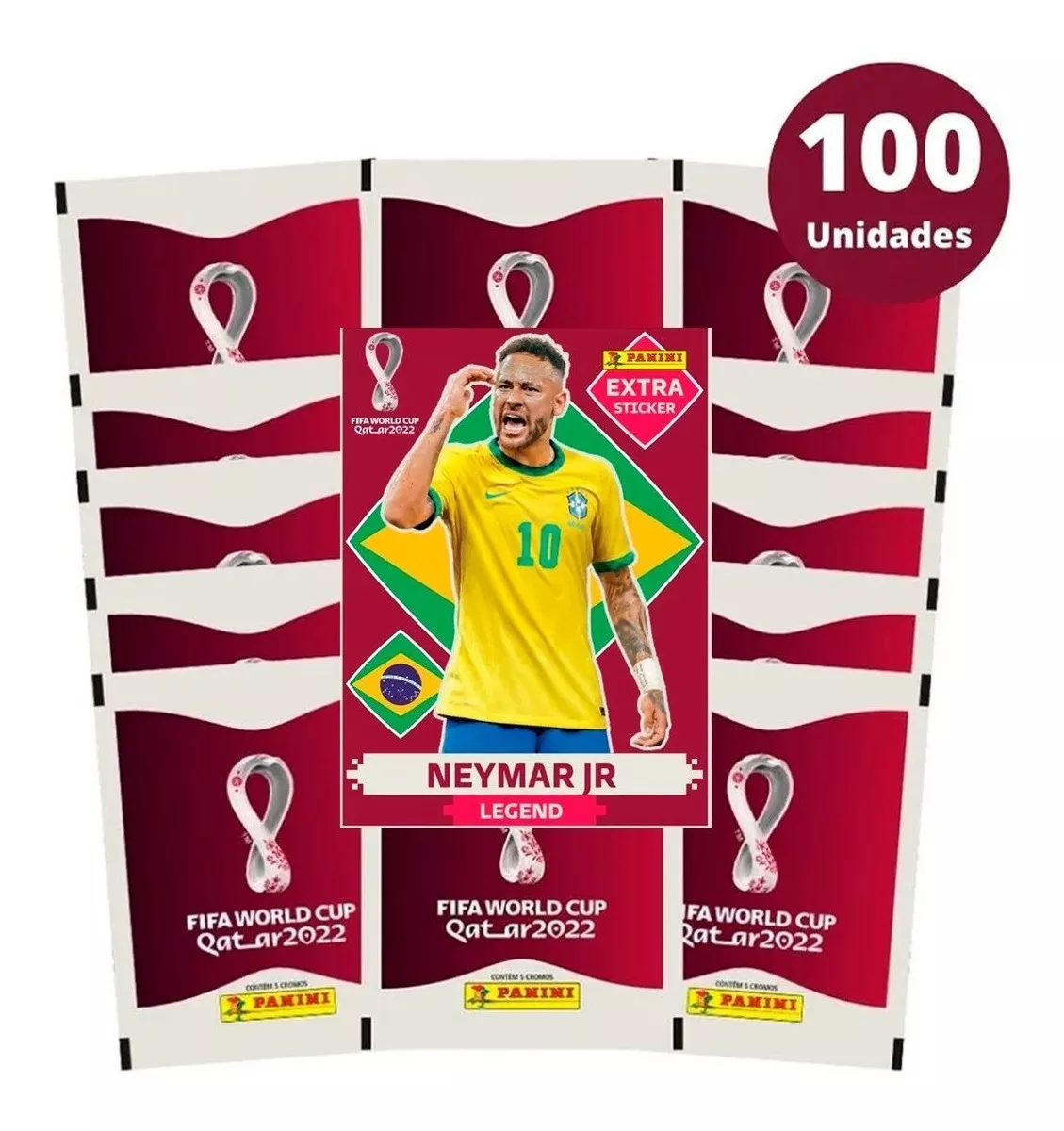 Kit 100 Figurinhas Álbum Copa Do Mundo 2022 Qatar Envio Hoje