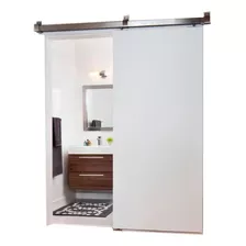 Porta De Correr De Madeira Primer Branco Kit Aluminio 210x82